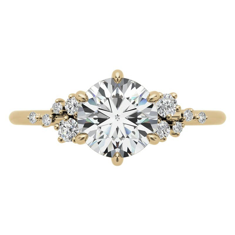 Round Brilliant Moissanite Scatter Design Engagement Ring