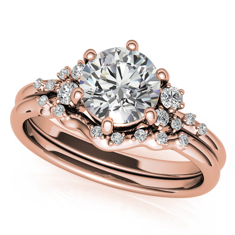 Round Brilliant Moissanite Scatter Design Engagement Ring