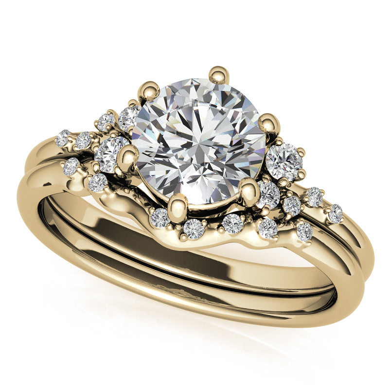Round Brilliant Moissanite Scatter Design Engagement Ring