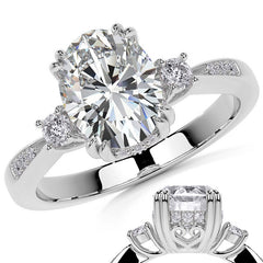Oval Scroll Accent Moissanite Engagement Ring