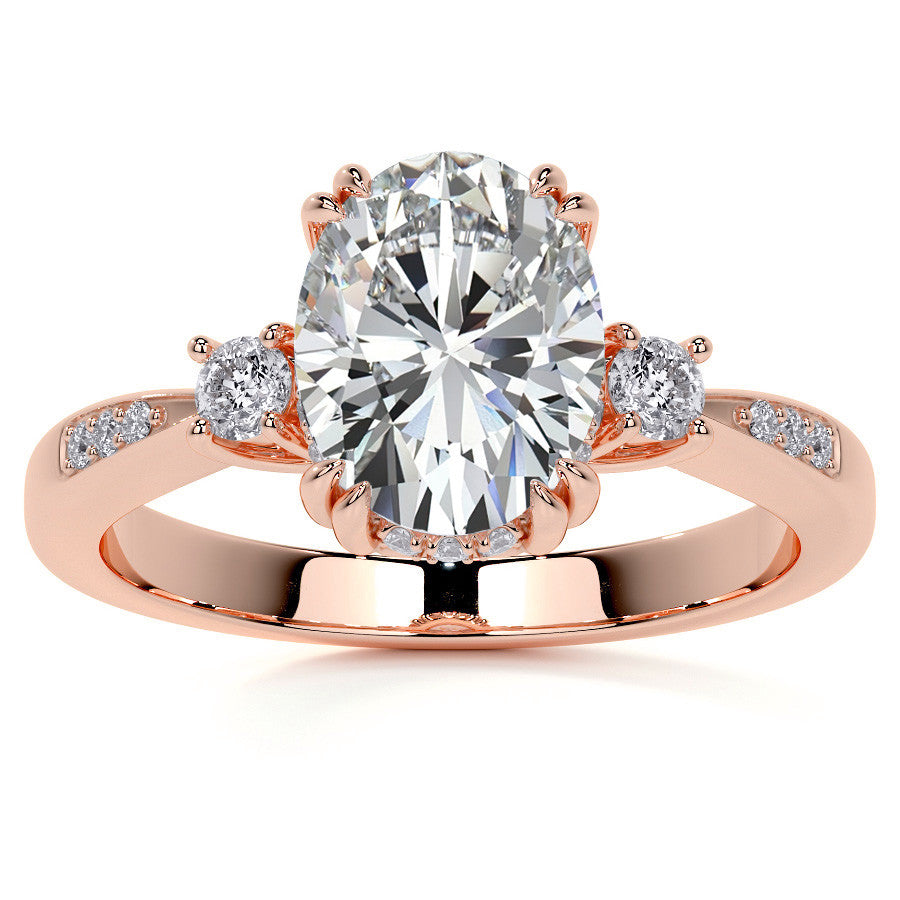Oval Scroll Accent Moissanite Engagement Ring