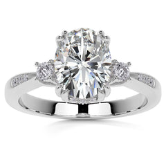 Oval Scroll Accent Moissanite Engagement Ring