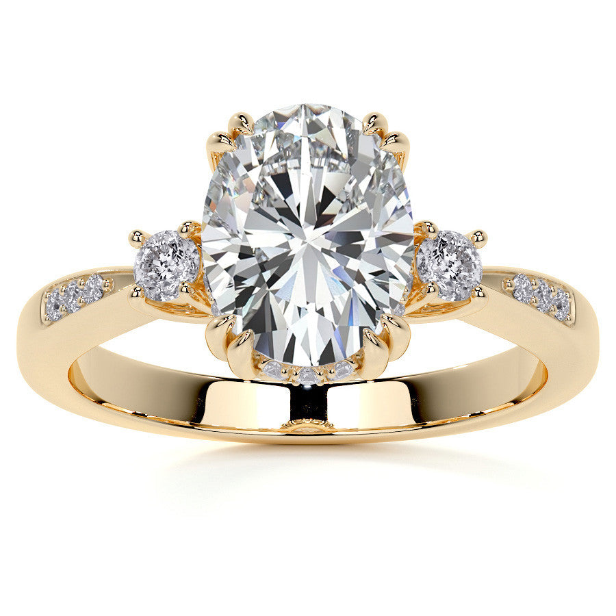 Oval Scroll Accent Moissanite Engagement Ring