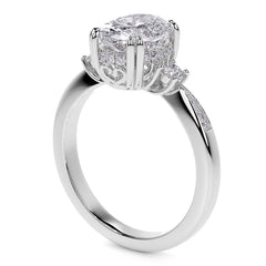 Oval Scroll Accent Moissanite Engagement Ring