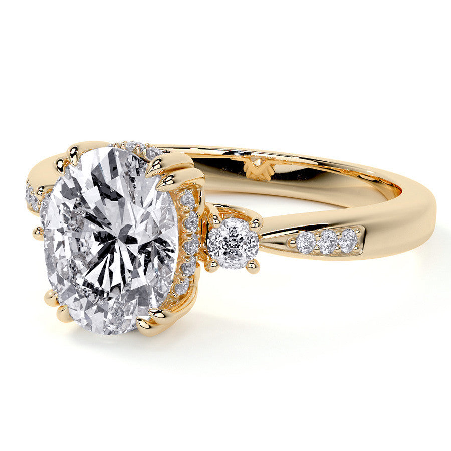 Oval Scroll Accent Moissanite Engagement Ring