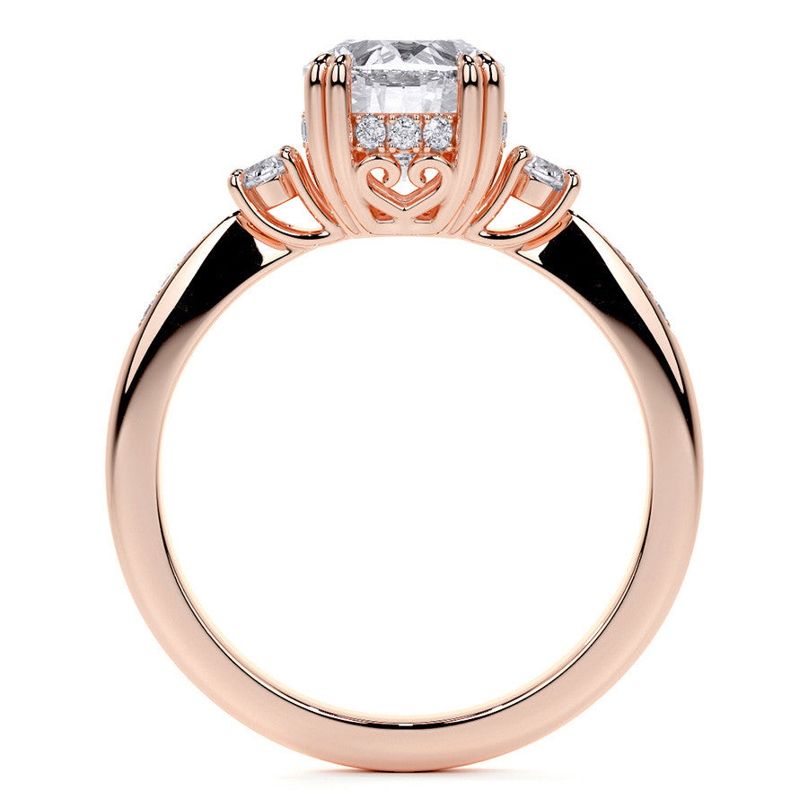 Oval Scroll Accent Moissanite Engagement Ring