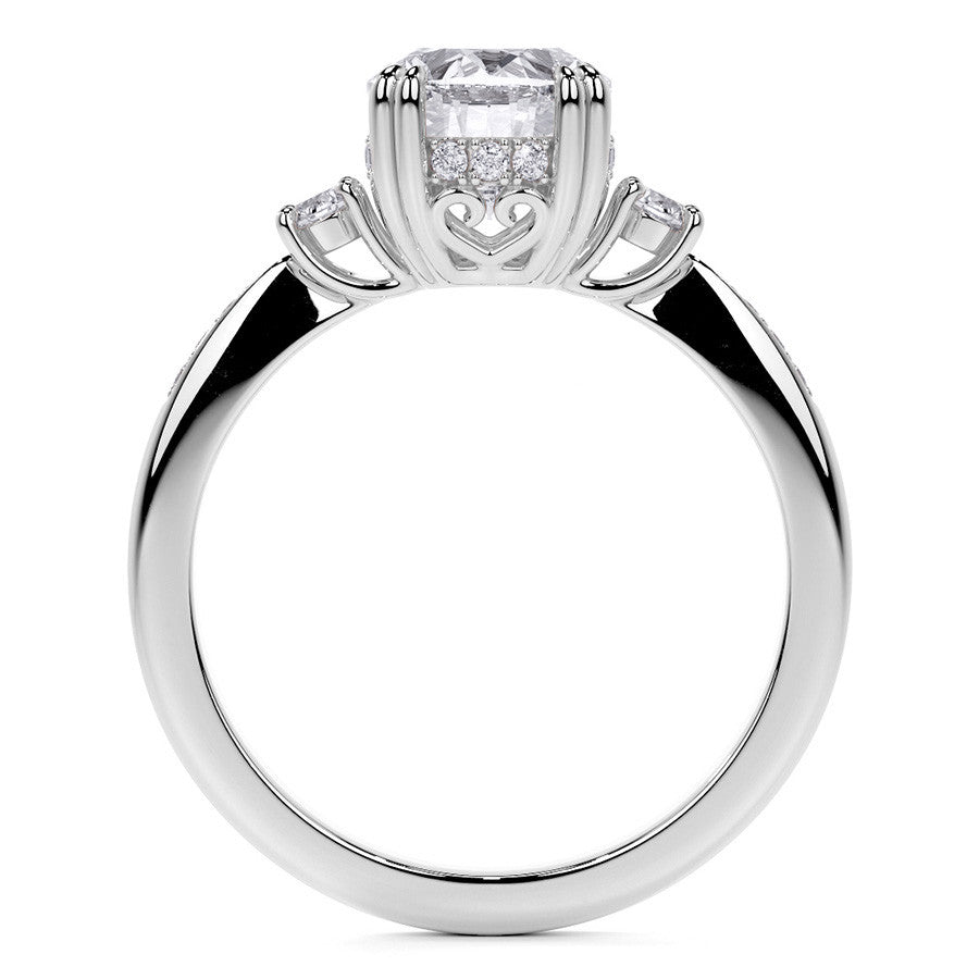 Oval Scroll Accent Moissanite Engagement Ring