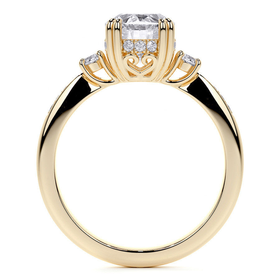 Oval Scroll Accent Moissanite Engagement Ring