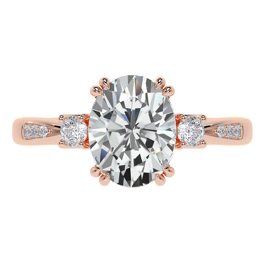 Oval Scroll Accent Moissanite Engagement Ring