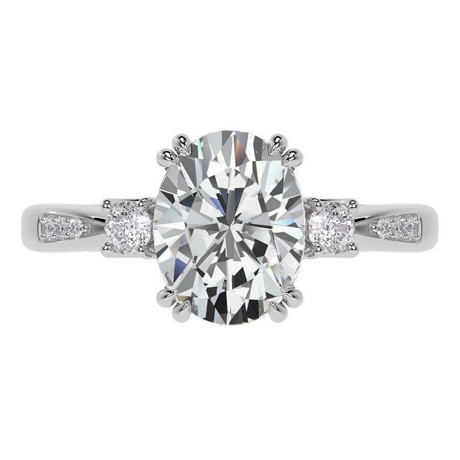 Oval Scroll Accent Moissanite Engagement Ring