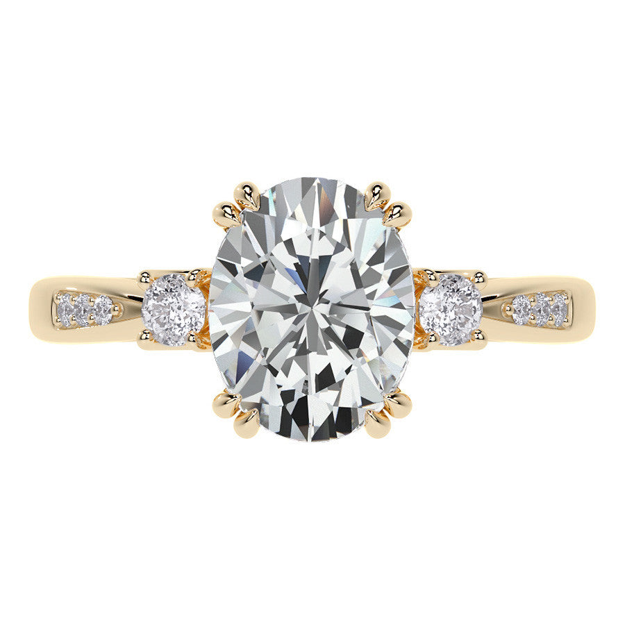 Oval Scroll Accent Moissanite Engagement Ring