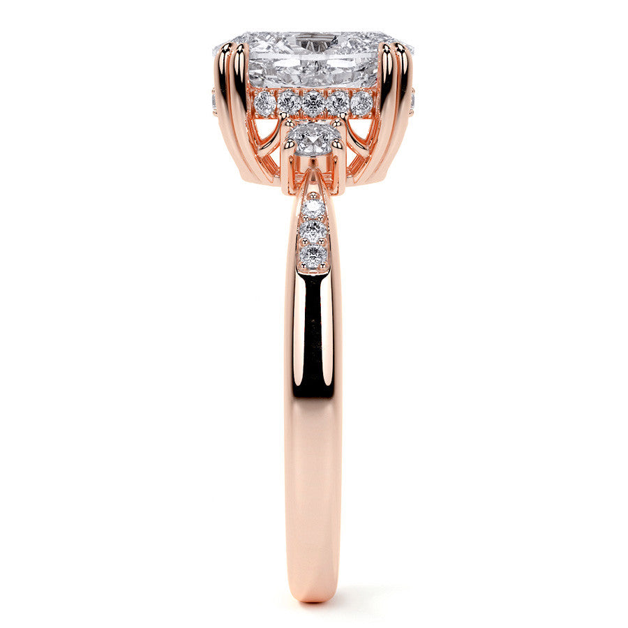Oval Scroll Accent Moissanite Engagement Ring