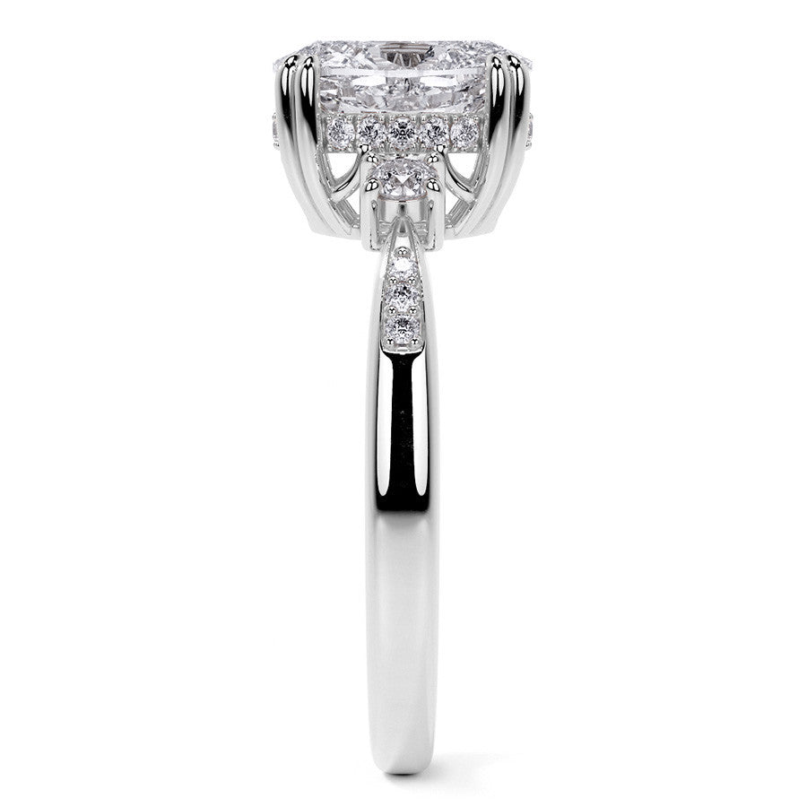 Oval Scroll Accent Moissanite Engagement Ring