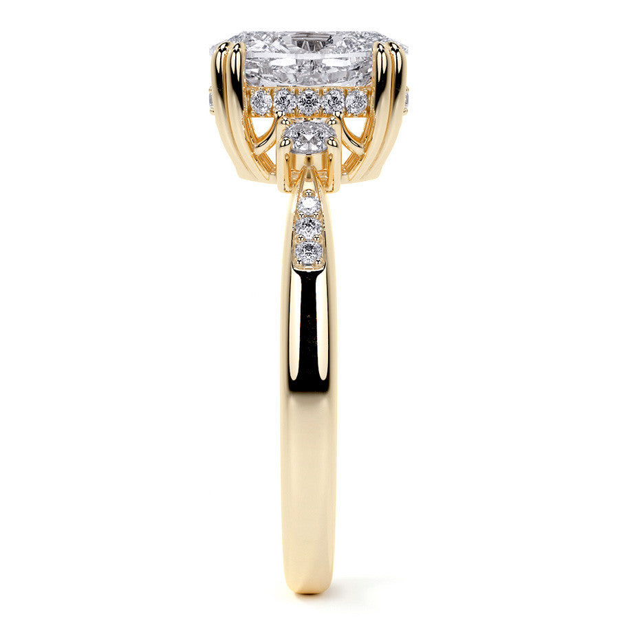 Oval Scroll Accent Moissanite Engagement Ring