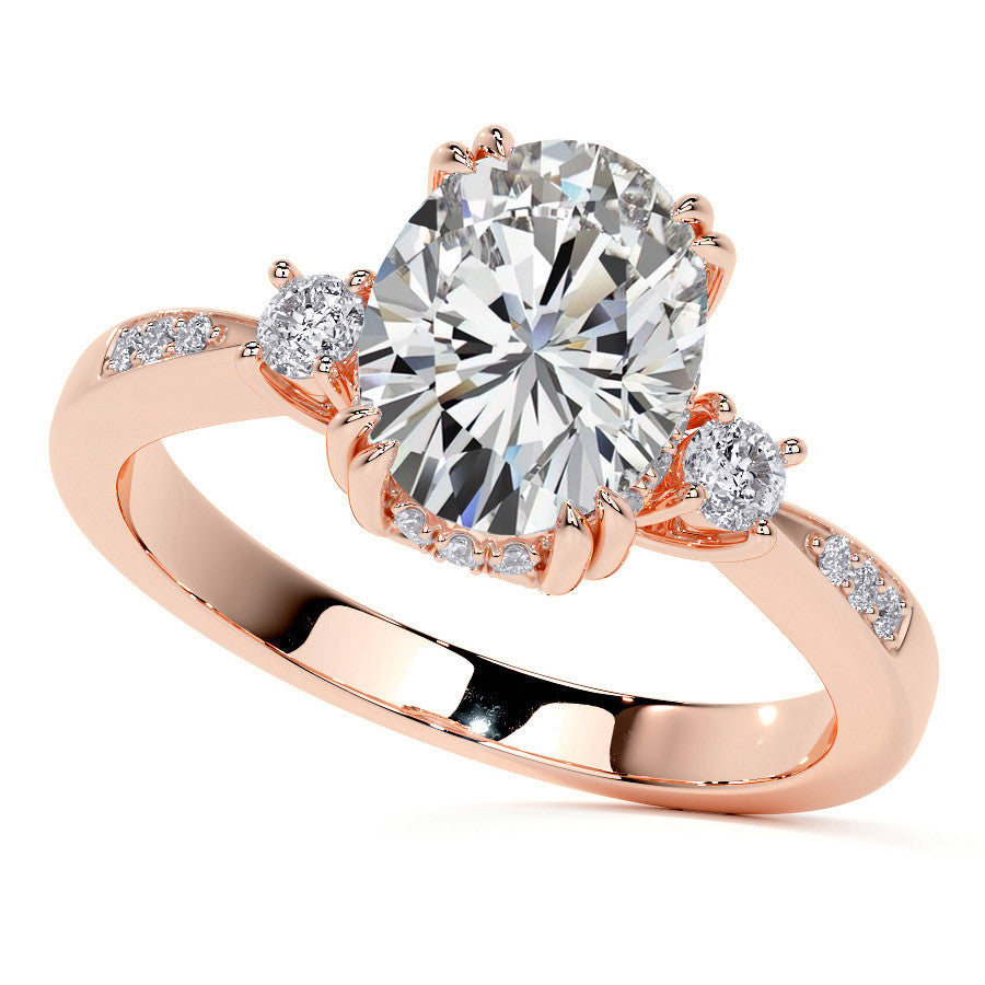 Oval Scroll Accent Moissanite Engagement Ring