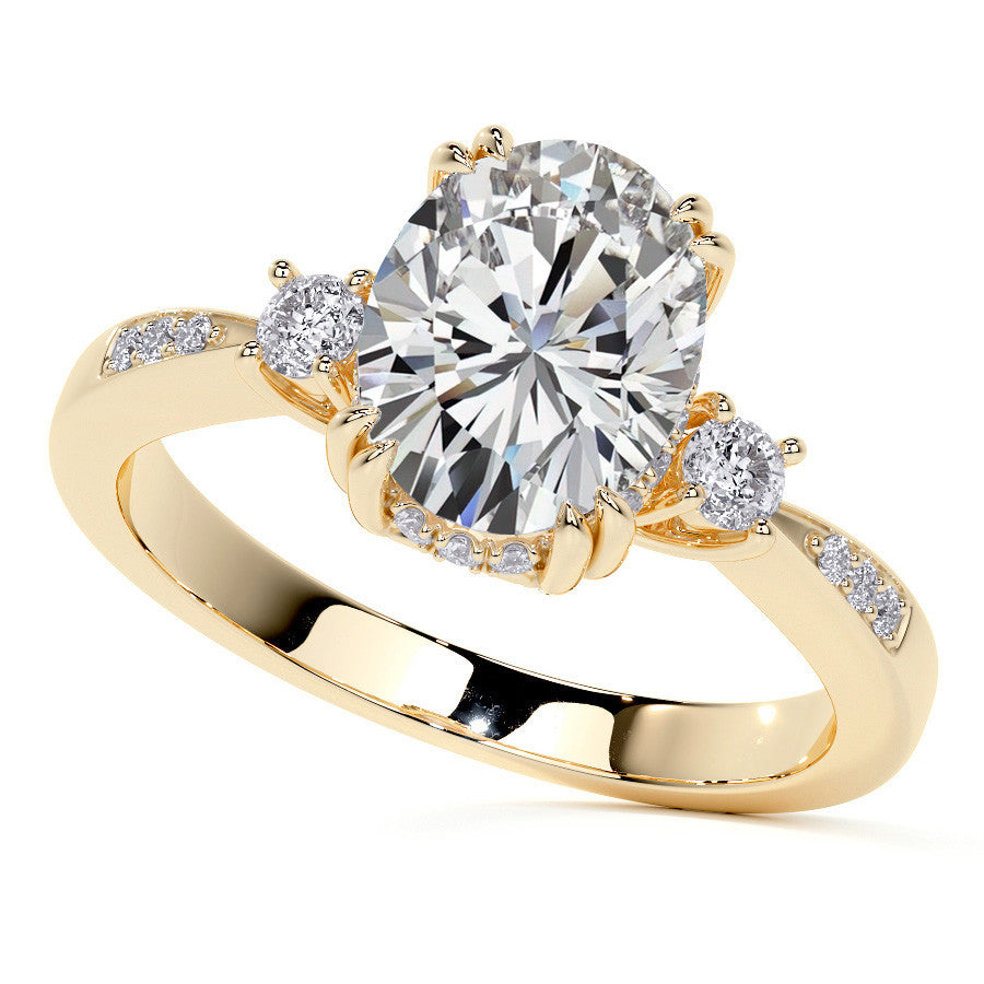 Oval Scroll Accent Moissanite Engagement Ring