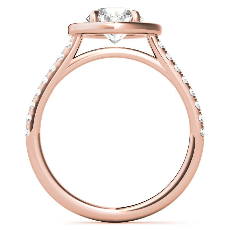 Pear Halo Shaped Round Brilliant Moissanite Engagement Ring