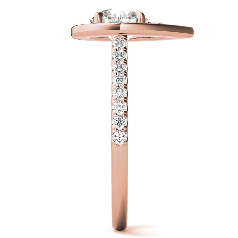 Pear Halo Shaped Round Brilliant Moissanite Engagement Ring