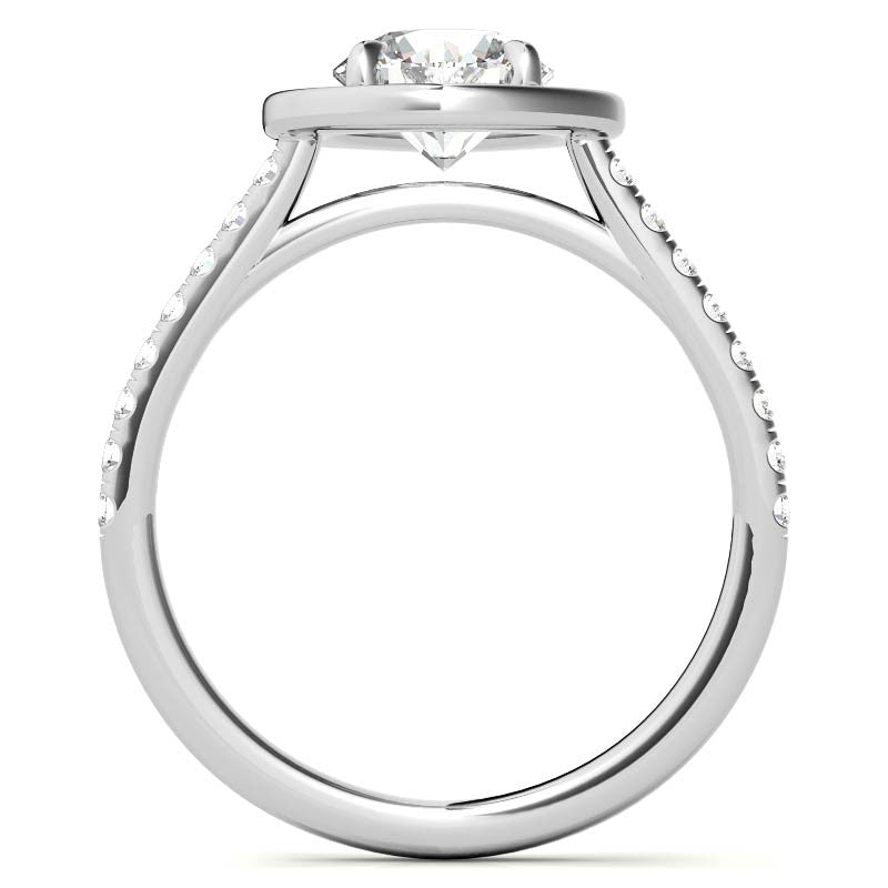 Pear Halo Shaped Round Brilliant Moissanite Engagement Ring