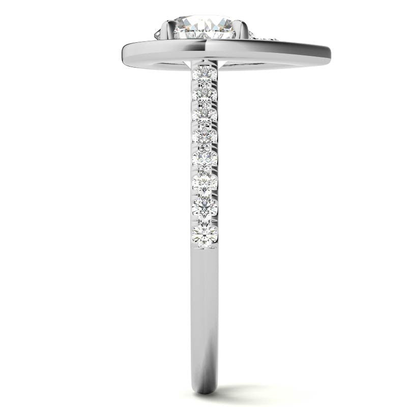 Pear Halo Shaped Round Brilliant Moissanite Engagement Ring