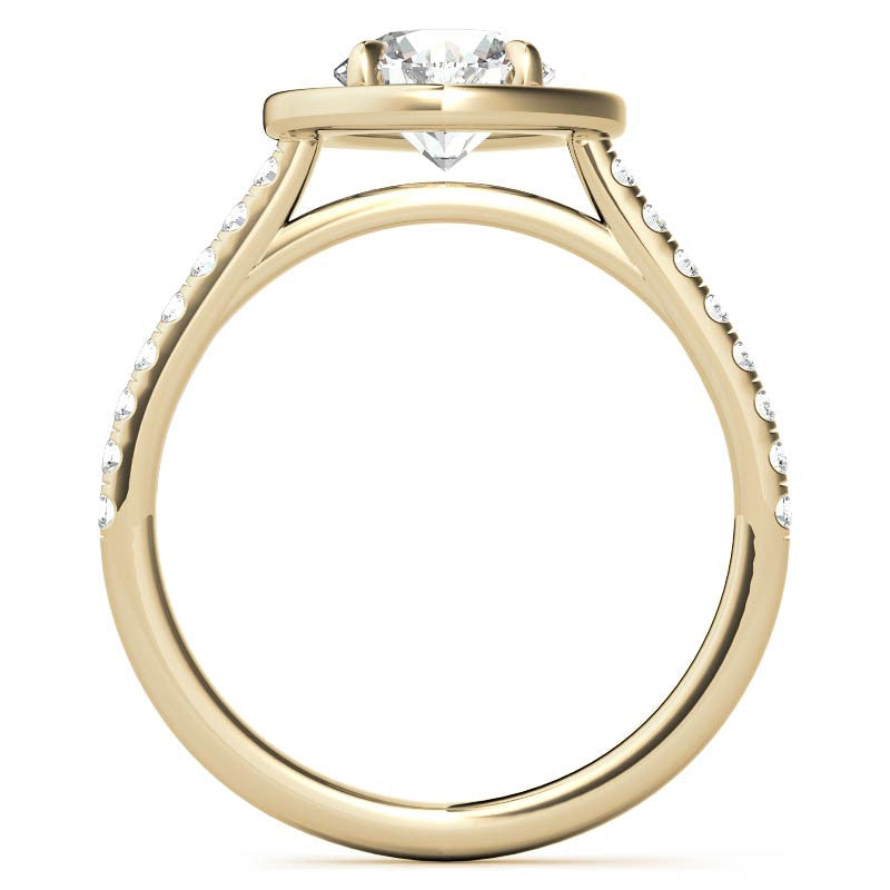 Pear Halo Shaped Round Brilliant Moissanite Engagement Ring