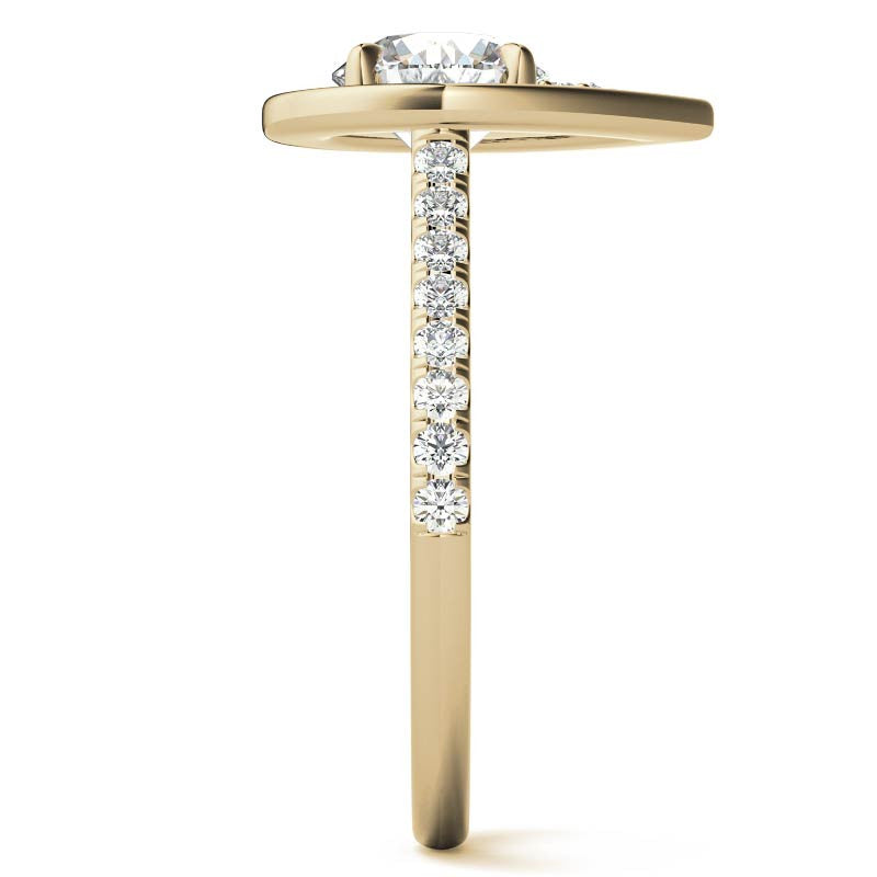 Pear Halo Shaped Round Brilliant Moissanite Engagement Ring