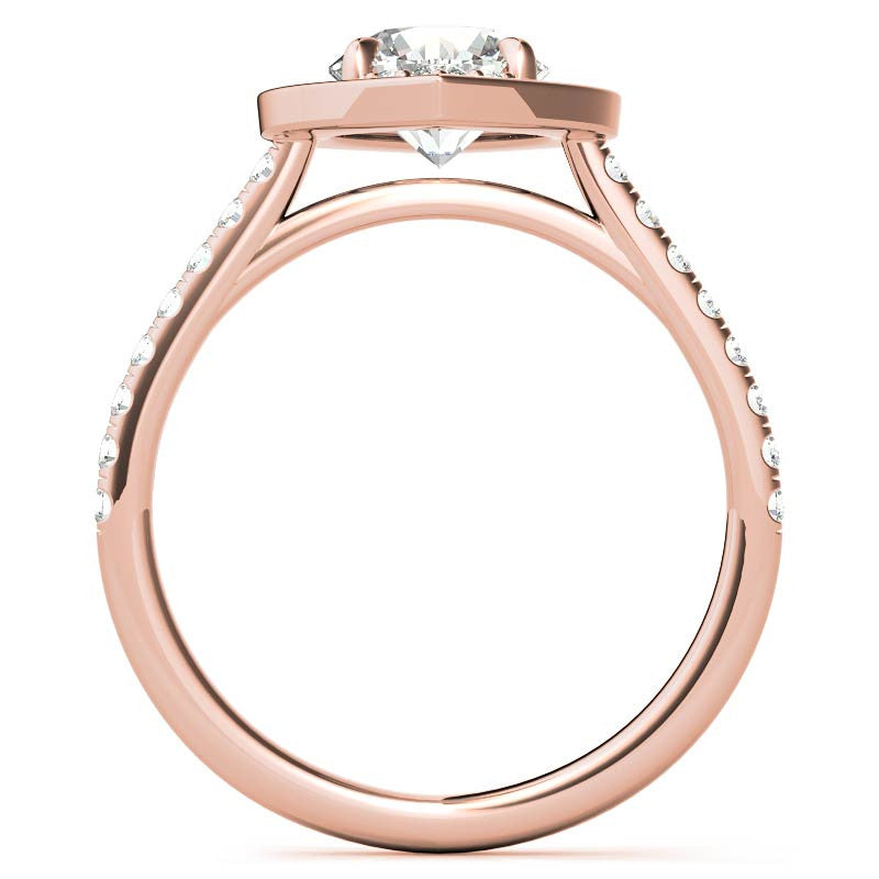 Marquise Halo Shaped Round Brilliant Moissanite Engagement Ring