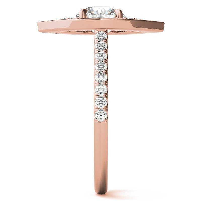 Marquise Halo Shaped Round Brilliant Moissanite Engagement Ring