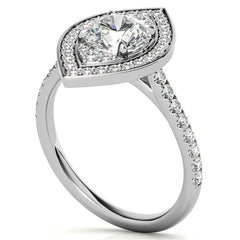 Marquise Halo Shaped Round Brilliant Moissanite Engagement Ring