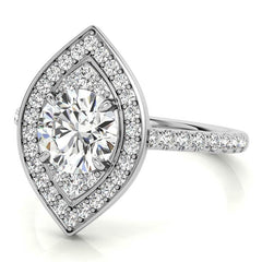 Marquise Halo Shaped Round Brilliant Moissanite Engagement Ring