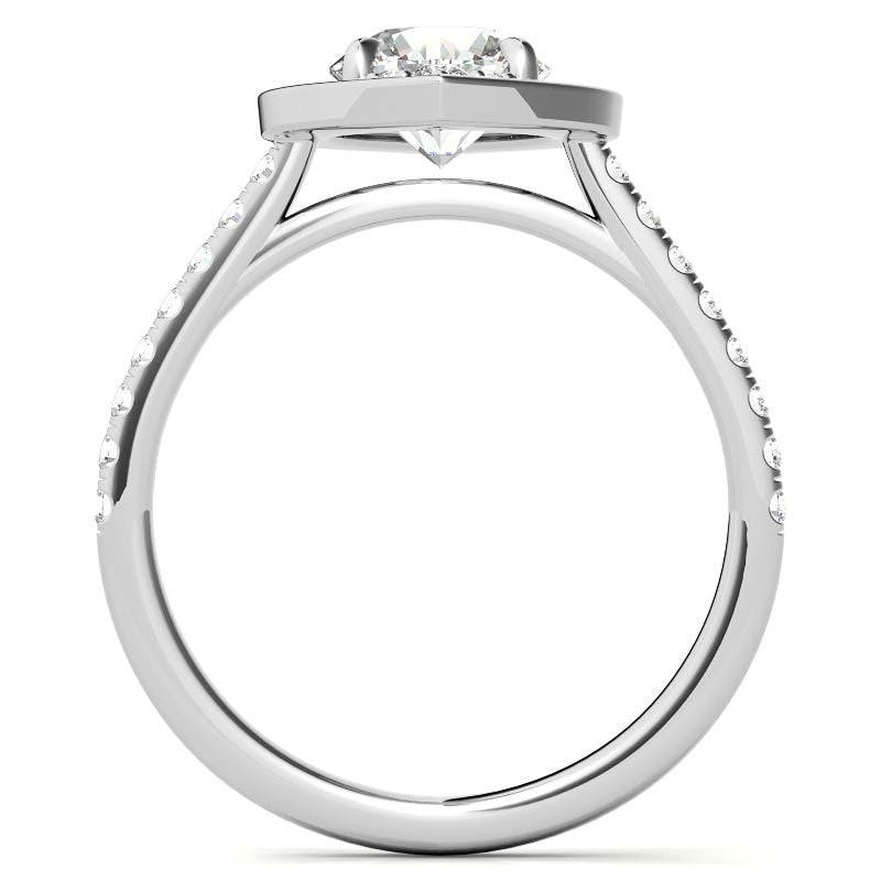Marquise Halo Shaped Round Brilliant Moissanite Engagement Ring