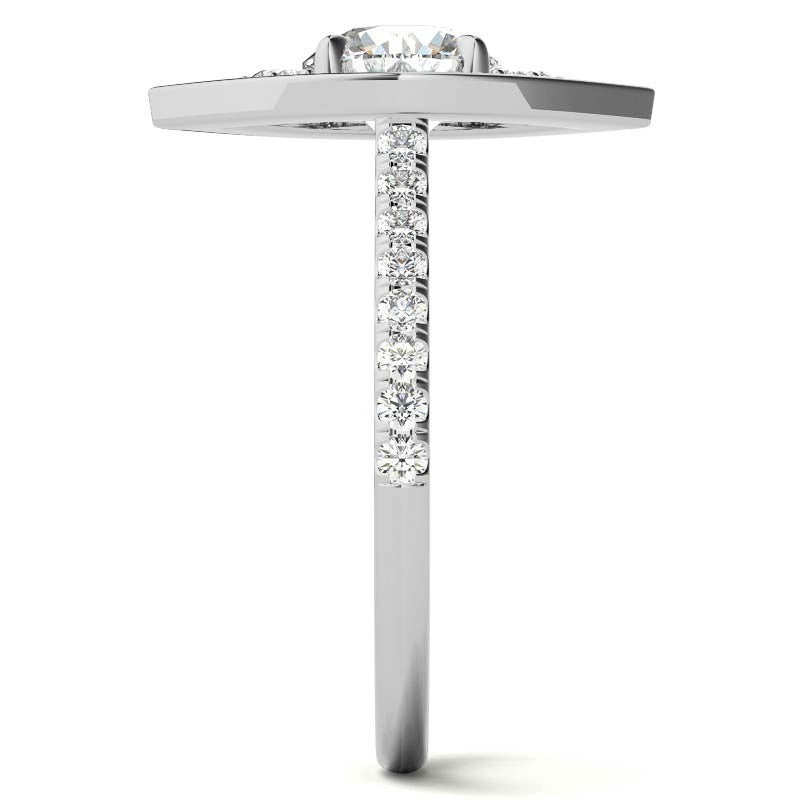 Marquise Halo Shaped Round Brilliant Moissanite Engagement Ring