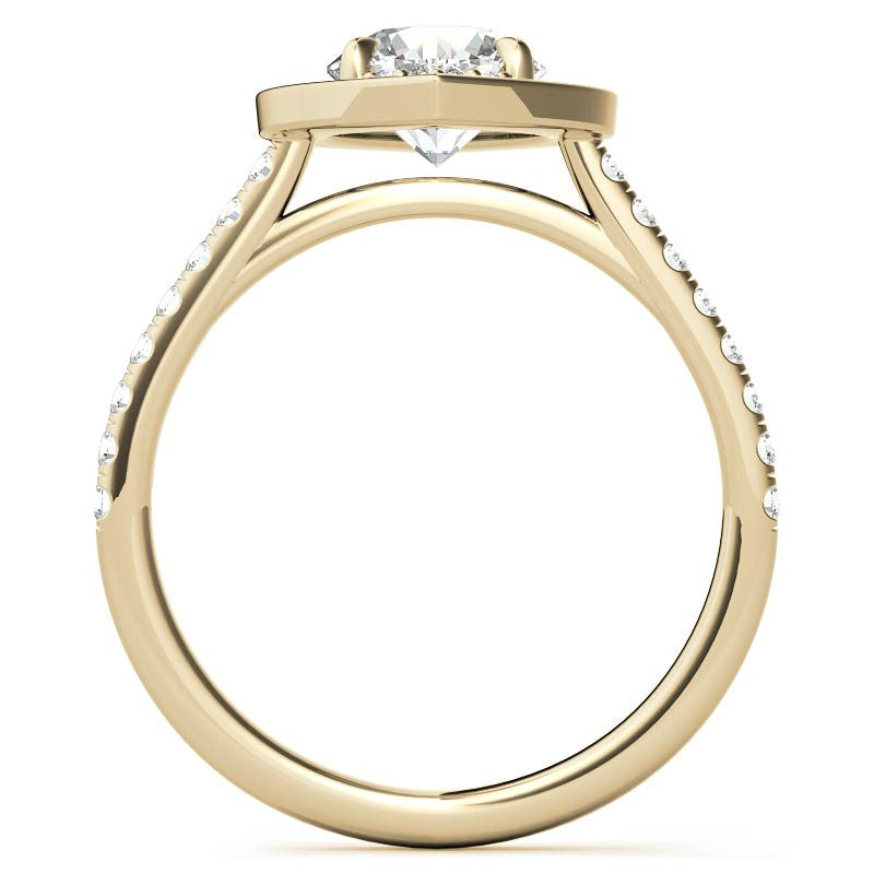 Marquise Halo Shaped Round Brilliant Moissanite Engagement Ring