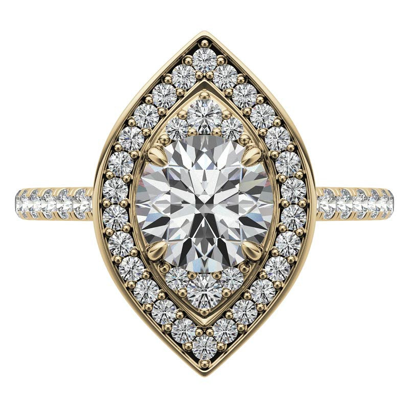 Marquise Halo Shaped Round Brilliant Moissanite Engagement Ring