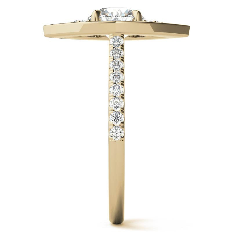 Marquise Halo Shaped Round Brilliant Moissanite Engagement Ring