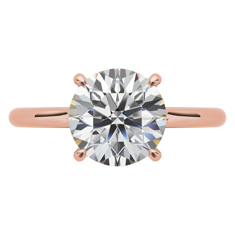 Round Scroll Accented Moissanite Engagement Ring with Hidden Halo