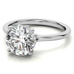 Round Scroll Accented Moissanite Engagement Ring with Hidden Halo