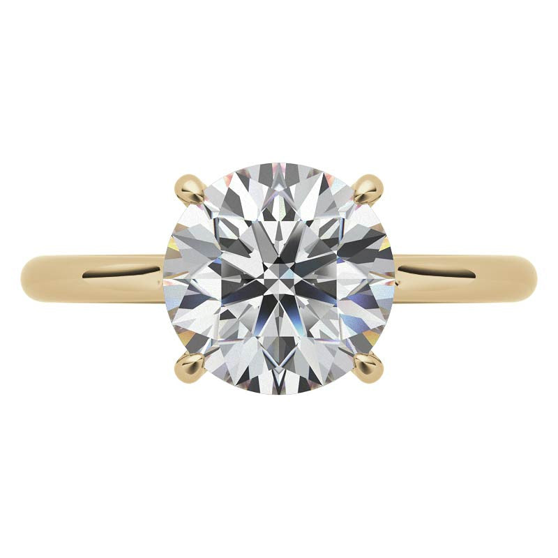 Round Scroll Accented Moissanite Engagement Ring with Hidden Halo