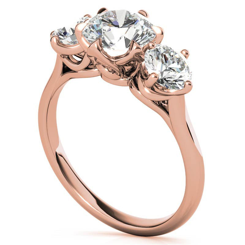 Round 3-Stone Moissanite Engagement Ring with Claw Prongs