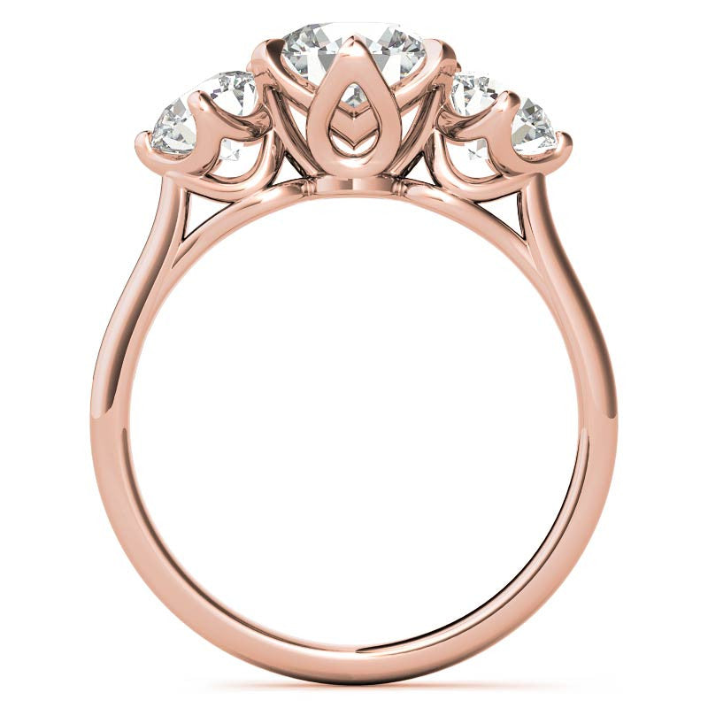 Round 3-Stone Moissanite Engagement Ring with Claw Prongs