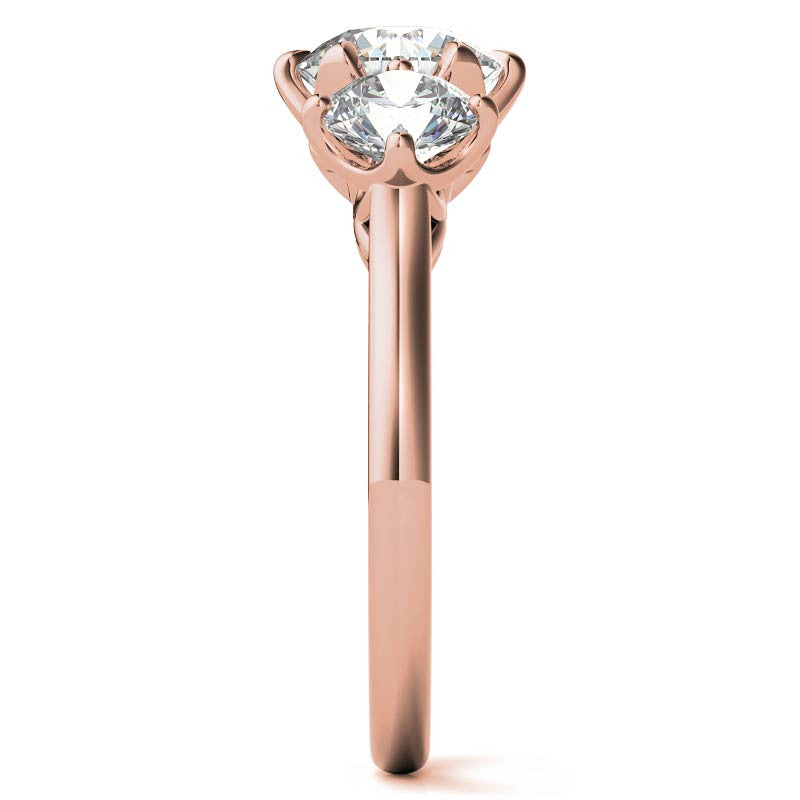 Round 3-Stone Moissanite Engagement Ring with Claw Prongs
