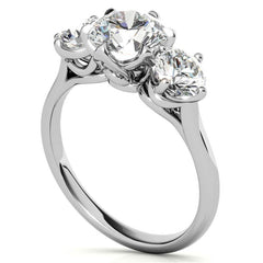 Round 3-Stone Moissanite Engagement Ring with Claw Prongs
