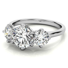 Round 3-Stone Moissanite Engagement Ring with Claw Prongs