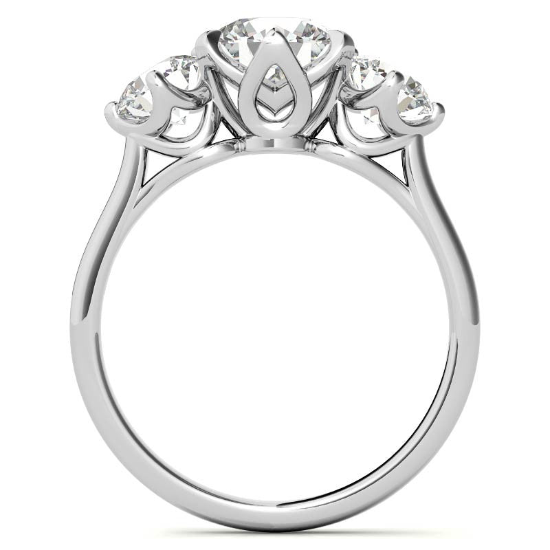Round 3-Stone Moissanite Engagement Ring with Claw Prongs