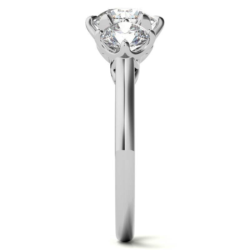 Round 3-Stone Moissanite Engagement Ring with Claw Prongs
