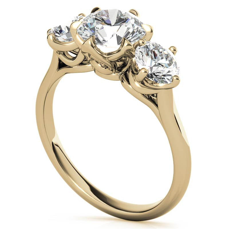 Round 3-Stone Moissanite Engagement Ring with Claw Prongs