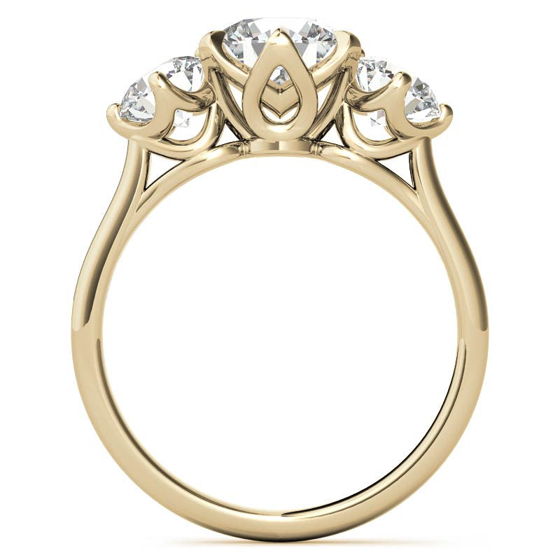 Round 3-Stone Moissanite Engagement Ring with Claw Prongs