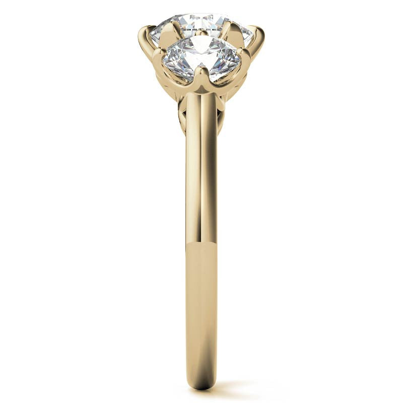 Round 3-Stone Moissanite Engagement Ring with Claw Prongs