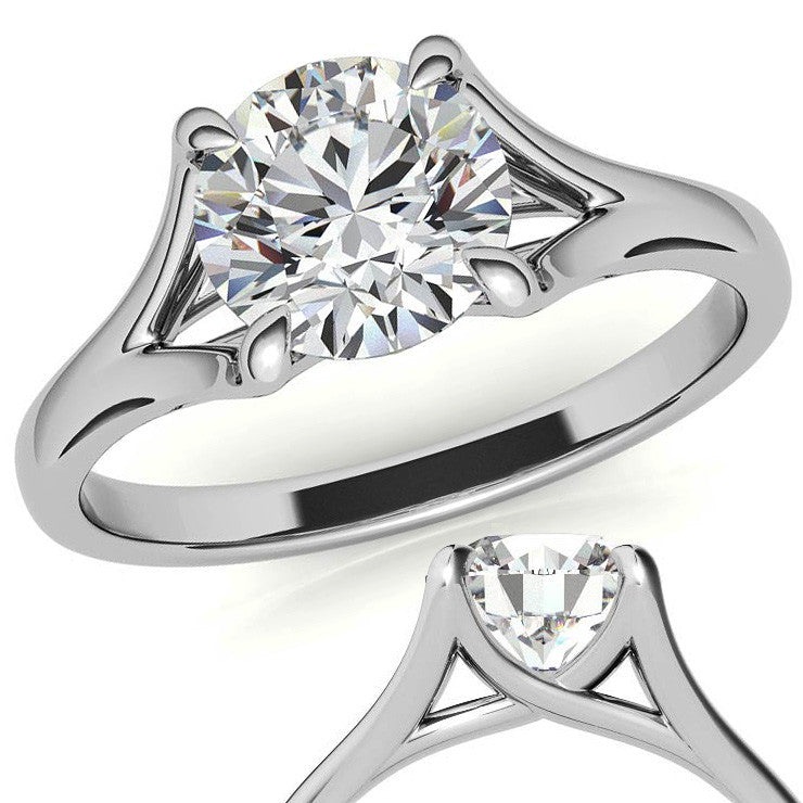 Round Trellis Moissanite Solitaire Ring