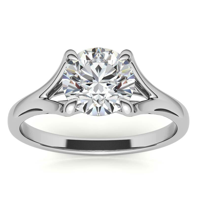 Round Trellis Moissanite Solitaire Ring